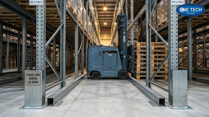 Thanh dẫn hướng xe nâng cho kệ drive in Thanh dẫn hướng xe nâng trong hệ thống kệ drive in