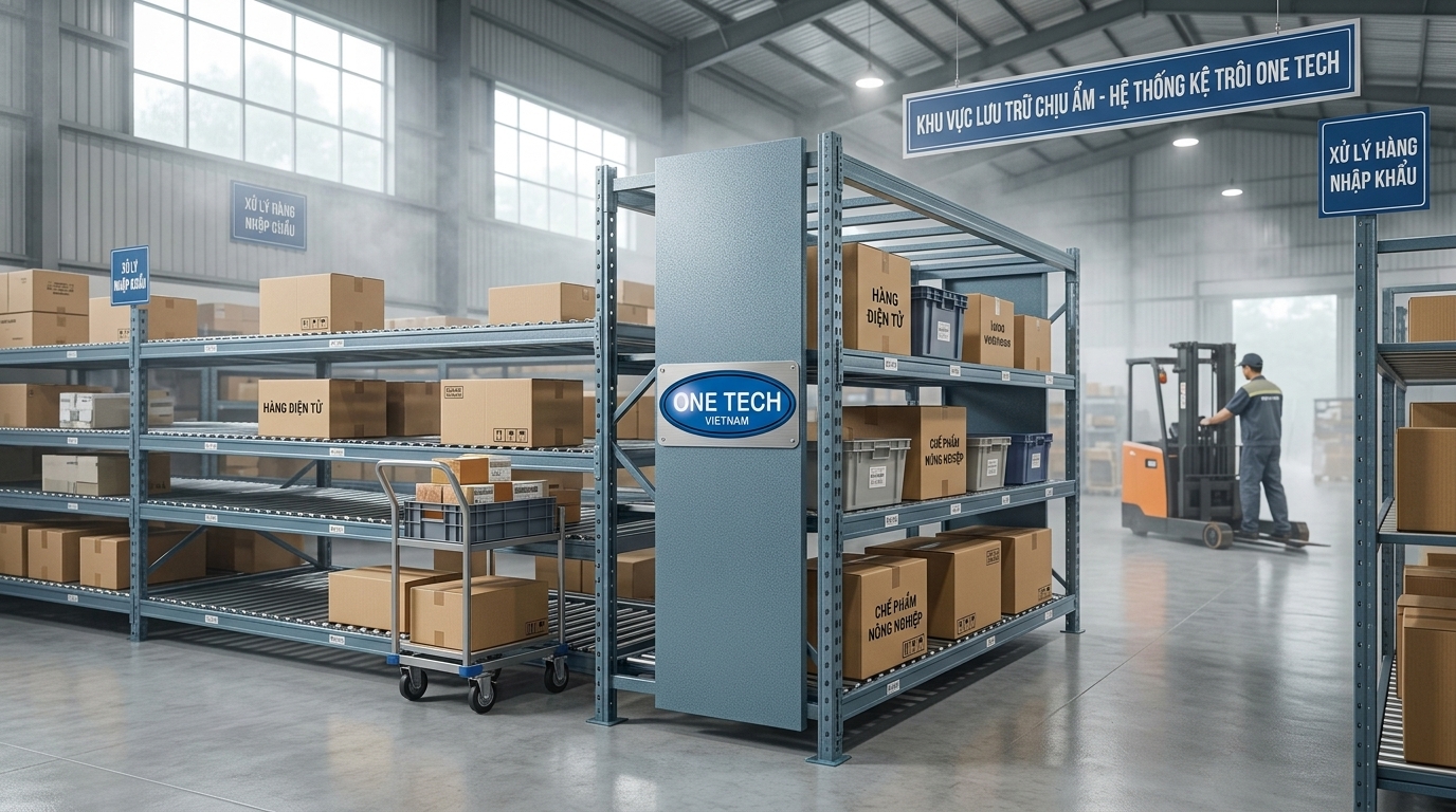 Kệ Flow rack chống rỉ cho kho ẩm tại Lào Cai Kệ Flow rack chống rỉ cho kho ẩm tại Lào Cai