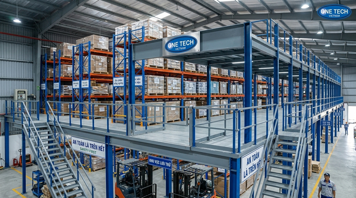 Khu vực bốc xếp hàng trên kệ sàn mezzanine