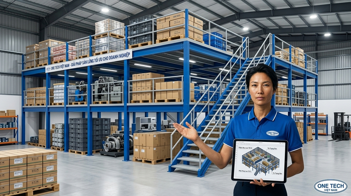 Hệ kệ sàn mezzanine Lào Cai hoàn thiện trong kho