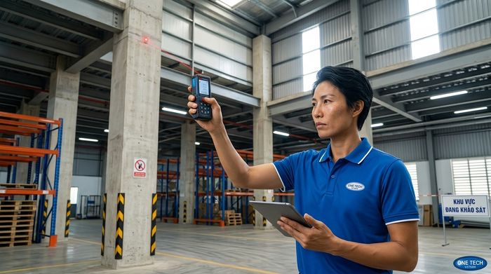 Khảo sát mặt bằng trước khi lắp kệ sàn mezzanine tại Lào Cai