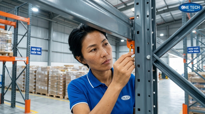 Bảo dưỡng kệ Selective định kỳ Bảo dưỡng kệ Selective định kỳ kiểm tra chân trụ beam và chốt an toàn
