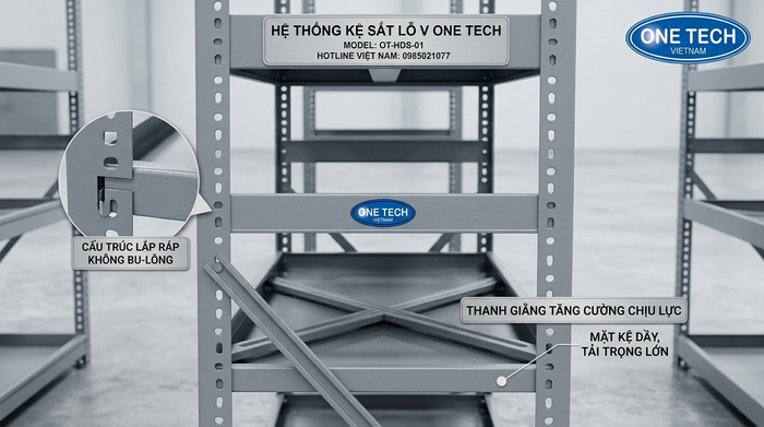 Cấu tạo chi tiết bộ kệ sắt v lỗ đa năng