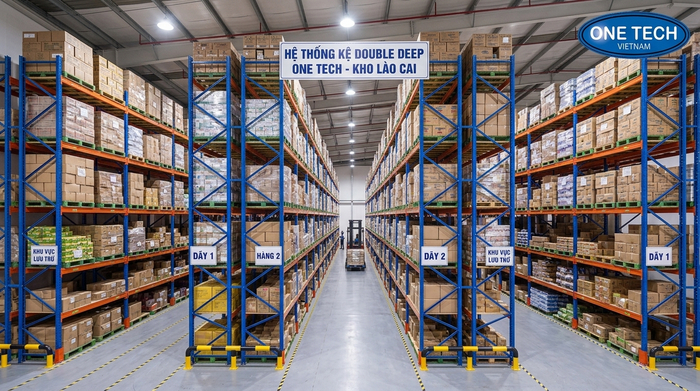 Hệ thống Kệ Double Deep Lào Cai hoàn thiện trong kho công nghiệp