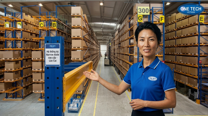 Kệ kho hàng Lào Cai OneTech triển khai kệ Narrow Aisle Kệ kho hàng Lào Cai trực thuộc tập đoàn OneTech triển khai kệ Narrow Aisle