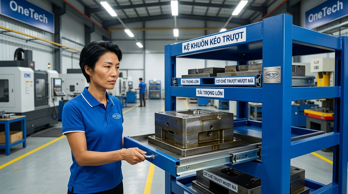 Kệ khuôn kéo trượt dùng cho khuôn nặng cần thao tác thường xuyên