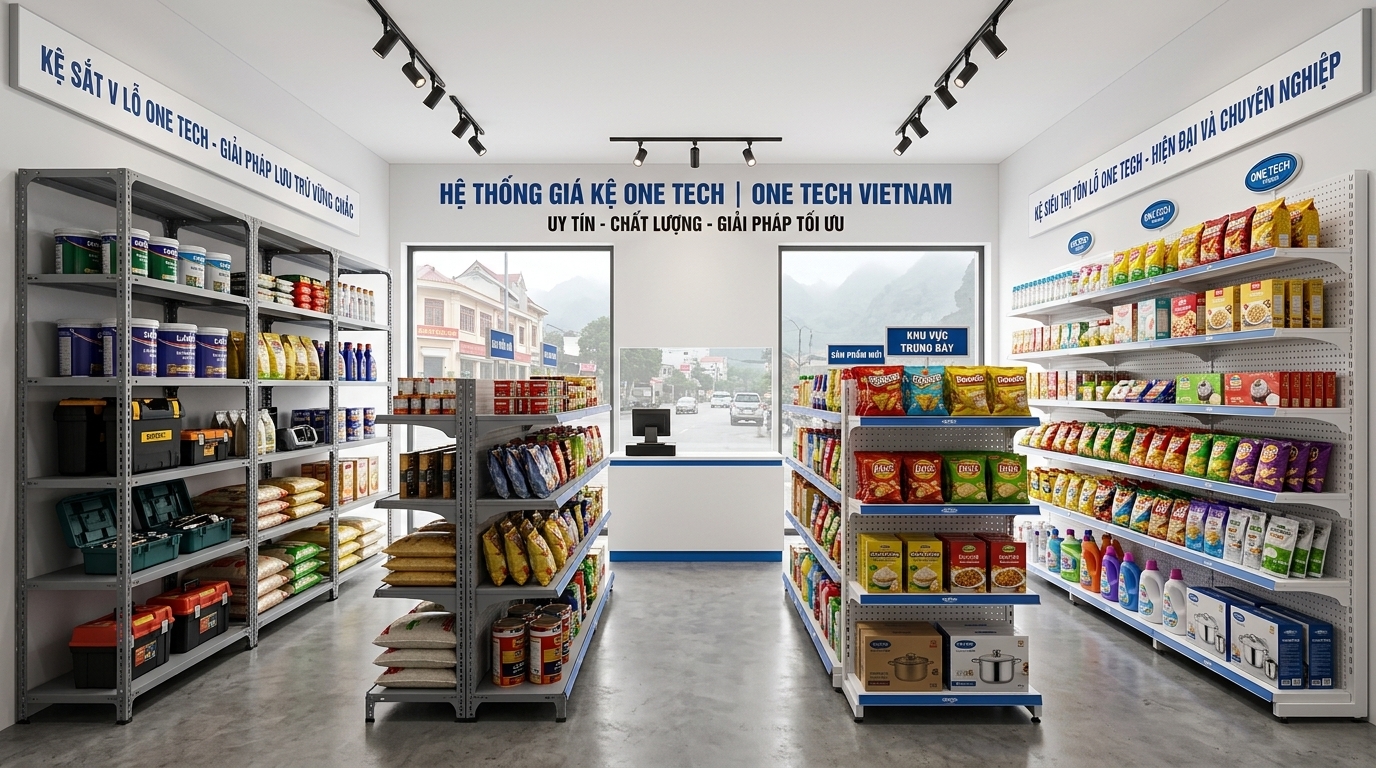 Kệ sắt v lỗ và kệ siêu thị tôn lỗ Lào Cai Kệ sắt v lỗ và kệ siêu thị tôn lỗ dùng cho cửa hàng tại Lào Cai
