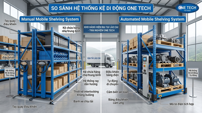 So sánh kệ thủ công và kệ tự động hóa cho kho hàng Lào Cai