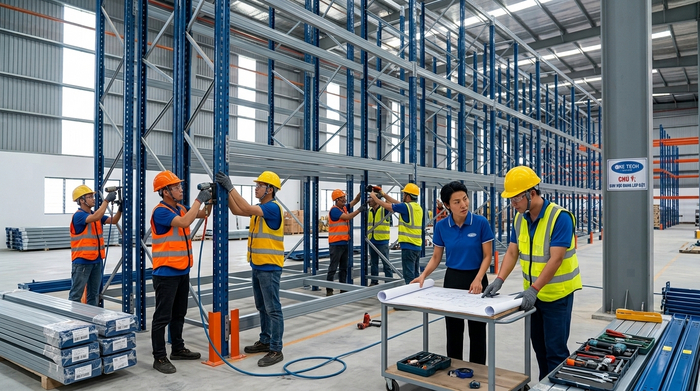 Thi công lắp đặt kệ Double Deep tại kho hàng Lào Cai