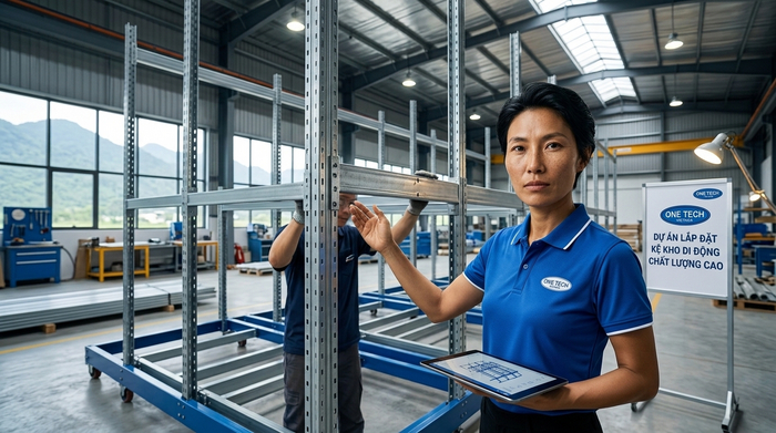 Lắp đặt kệ kho di động tại kho hàng Lào Cai