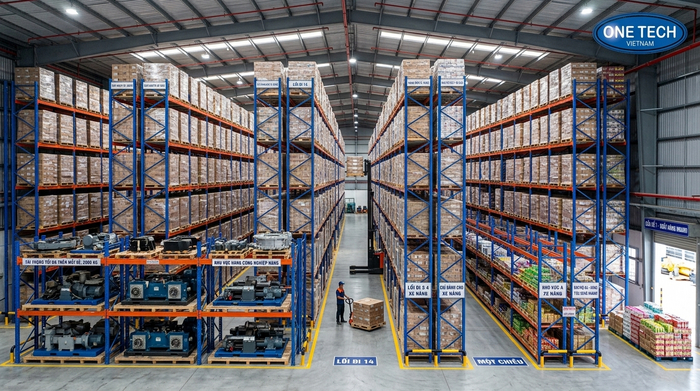 Mật độ lưu trữ kệ Selective Mật độ lưu trữ của kệ Selective trong kho hàng pallet