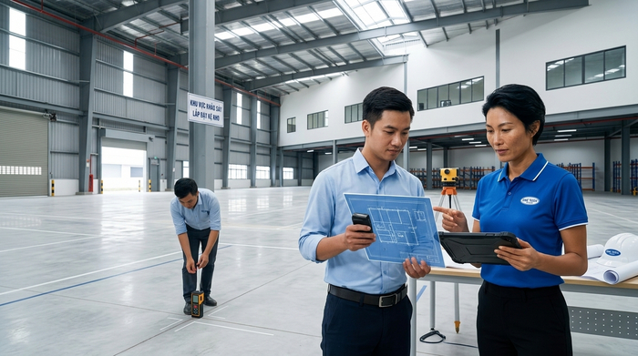 Khảo sát mặt bằng trước khi lắp kệ kho di động Lào Cai
