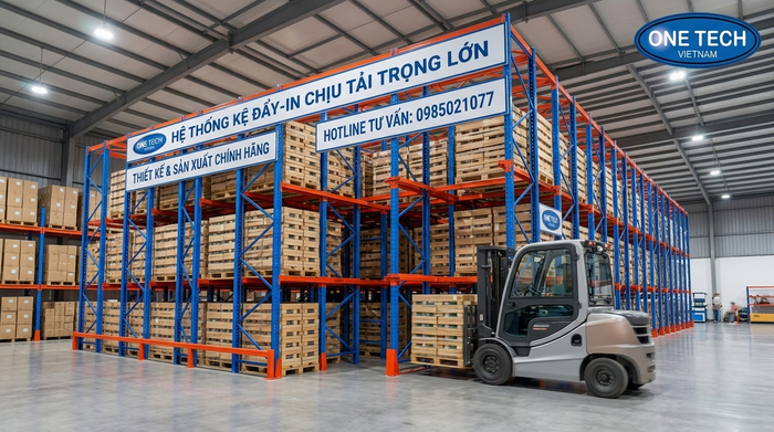 Hệ thống kệ Drive-in cho kho lạnh Xe nâng hoạt động trong kệ Drive-in