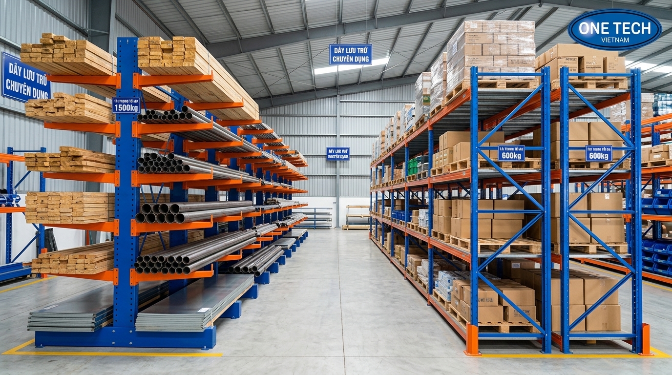 So sánh kệ tay đỡ và kệ trung tải So sánh kệ tay đỡ và kệ trung tải cho kho hàng