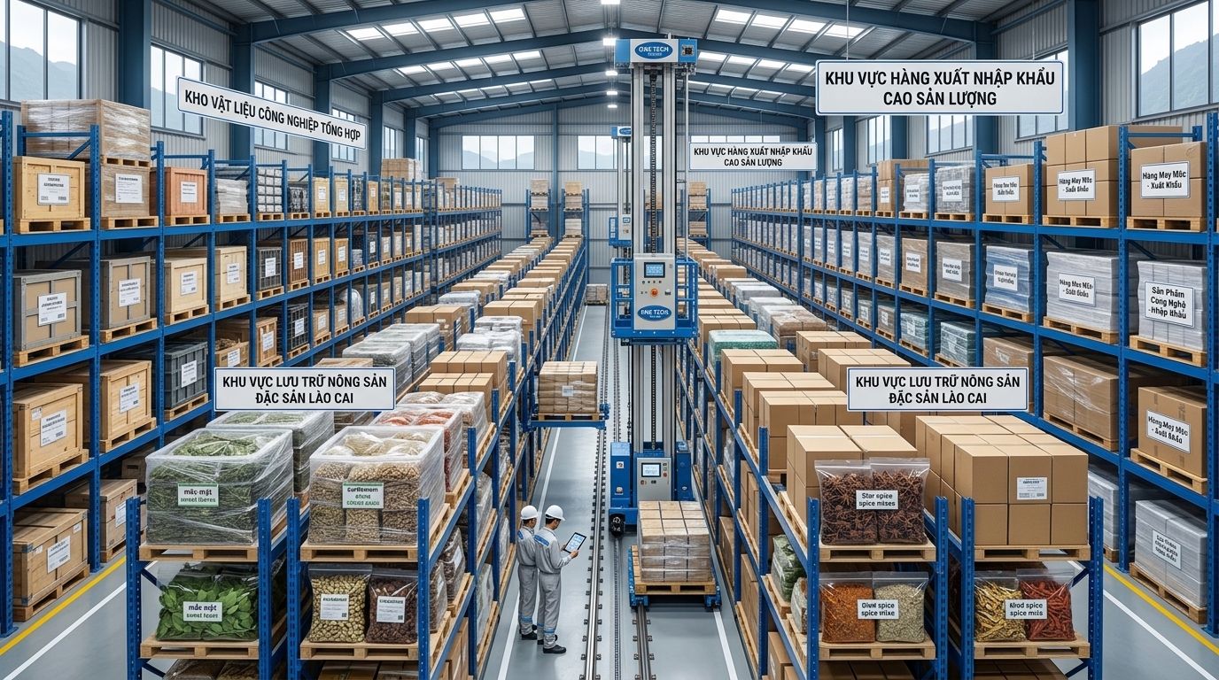 Ứng dụng kệ kho ASRS tại Lào Cai Ứng dụng kệ kho ASRS cho kho nông sản, kho vật tư và kho xuất nhập khẩu tại Lào Cai