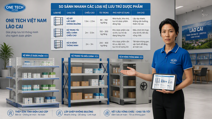 So sánh kệ kho dược phẩm Lào Cai Bảng so sánh các loại kệ kho dược phẩm Lào Cai