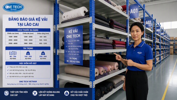 Tư vấn báo giá kệ để vải tại Lào Cai Báo giá kệ để vải Lào Cai theo kích thước và tải trọng