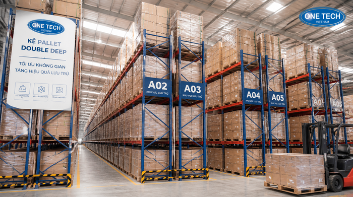 Kệ Double Deep cho kho pallet mật độ cao Kệ Double Deep tăng mật độ lưu trữ pallet trong kho