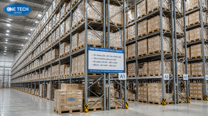 Kệ Selective trong kho logistics Lào Cai Kệ Selective cho kho logistics nhiều mã hàng tại Lào Cai