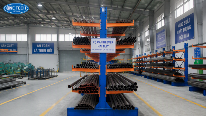 Kệ tay đỡ hai phía tăng mật độ lưu trữ Kệ tay đỡ hai phía lưu trữ thép ống trong kho