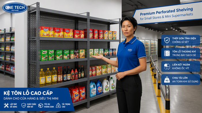 Kệ tôn lỗ Lào Cai cho không gian bán lẻ Kệ tôn lỗ cho siêu thị mini và cửa hàng đặc sản tại Lào Cai
