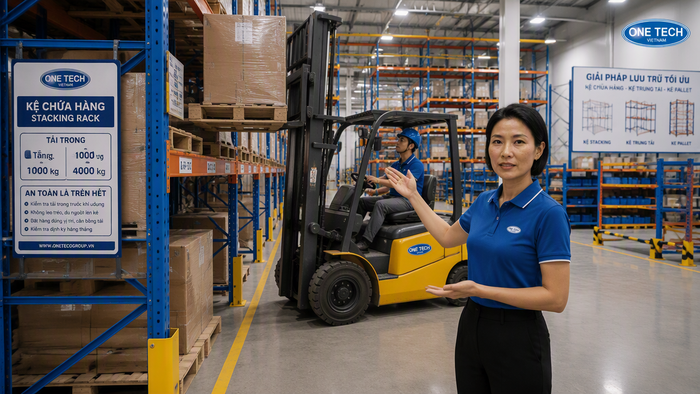 Xe nâng hỗ trợ xuất nhập hàng trên kệ để ống thép Xe nâng chuyên dụng lấy bó ống thép trên kệ tay đỡ
