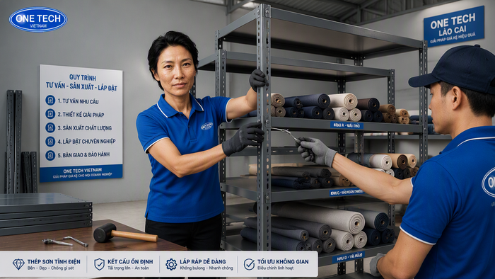Tư vấn sản xuất lắp đặt và bàn giao kệ để vải Quy trình lắp đặt kệ để vải Lào Cai